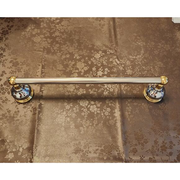 Unbranded Other - Two-Tone Chrome Brass Polished Decorative Round Wall Mount Towel Rod
